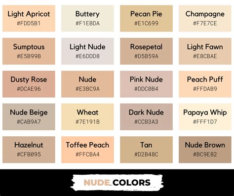 nude colors names|60 Shades of Nude Color with Names, Hex, RGB, & CMYK